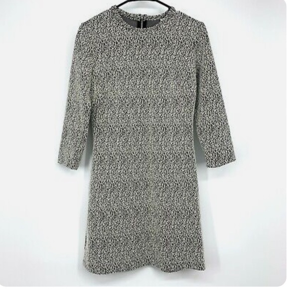 & Other Stories Textured Long Sleeve Black & White Dress - Picture 1 of 13